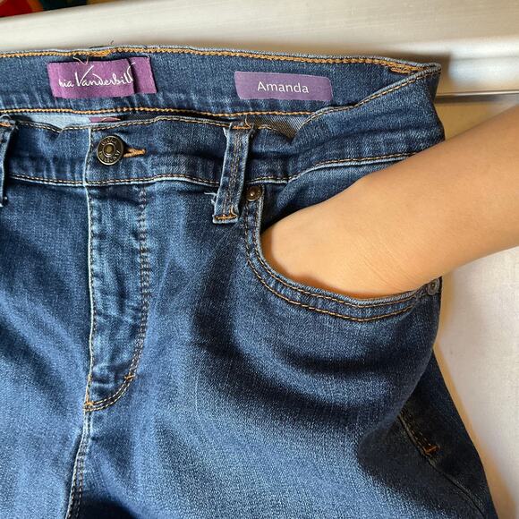 Gloria Vanderbilt Women Amanda Jeans size 8 Short Blue Straight Leg Mid Rise - Picture 7 of 11